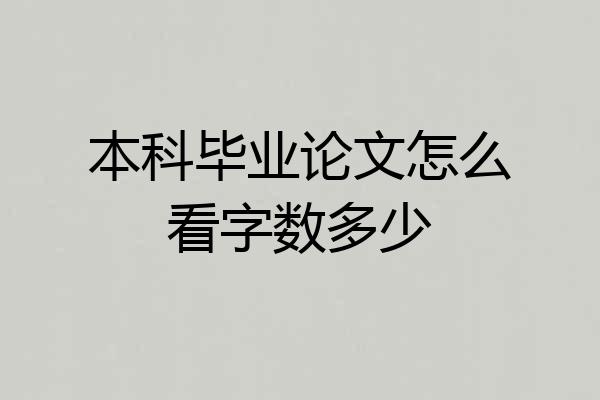 本科毕业论文怎么看字数多少