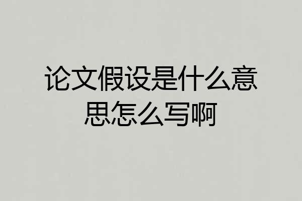 论文假设是什么意思怎么写啊