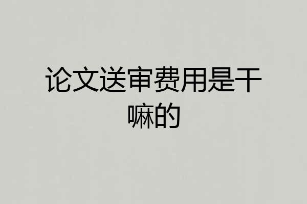 论文送审费用是干嘛的