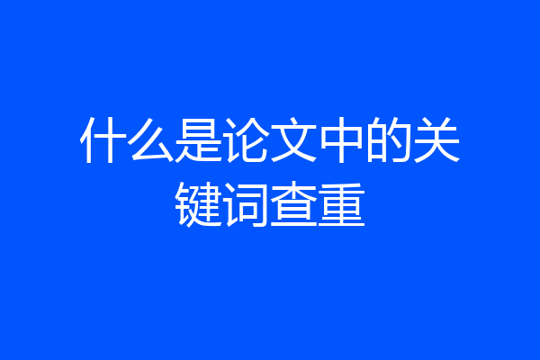 什么是论文中的关键词查重