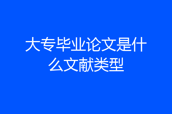 大专毕业论文是什么文献类型