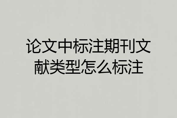 论文中标注期刊文献类型怎么标注