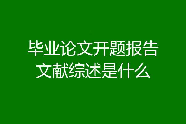 毕业论文开题报告文献综述是什么