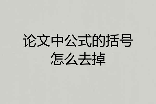 论文中公式的括号怎么去掉