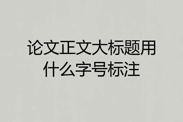 论文正文大标题用什么字号标注