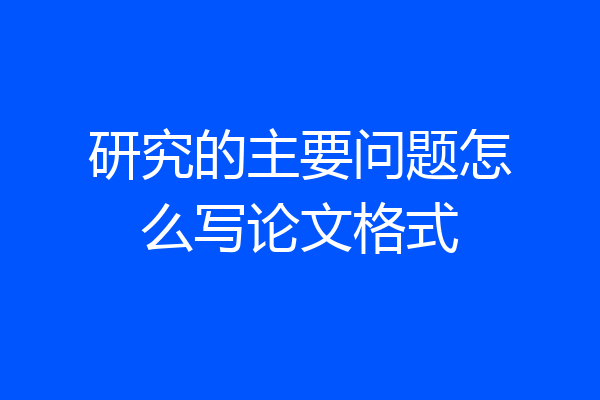 研究的主要问题怎么写论文格式
