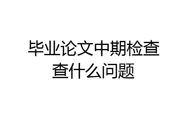 毕业论文中期检查查什么问题