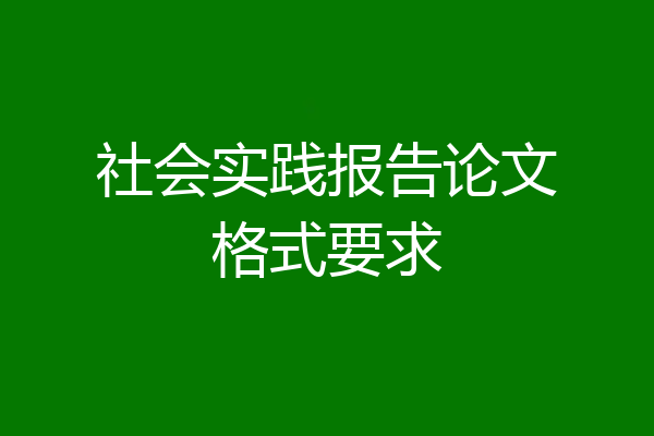 社会实践报告论文格式要求
