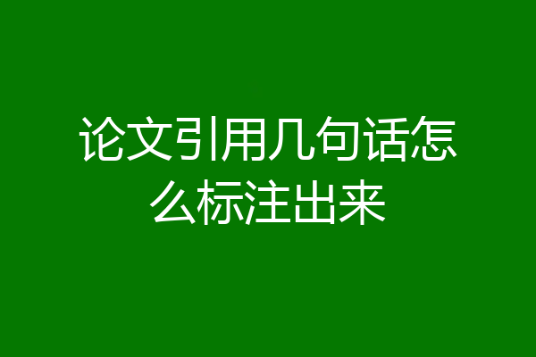 论文引用几句话怎么标注出来