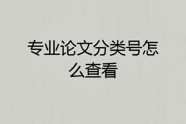 专业论文分类号怎么查看