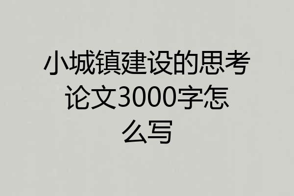 小城镇建设的思考论文3000字怎么写