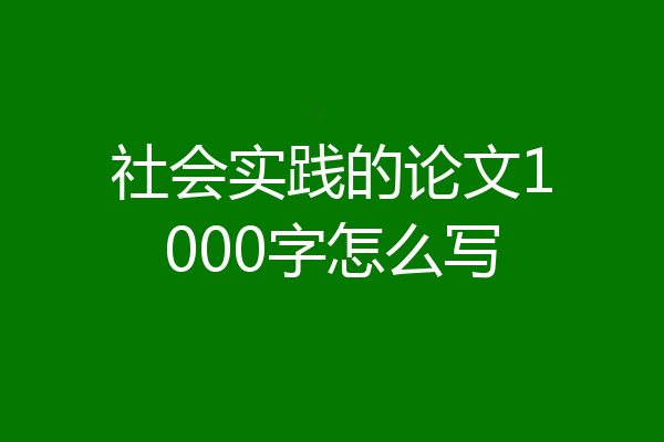 社会实践的论文1000字怎么写