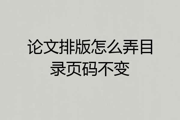 论文排版怎么弄目录页码不变