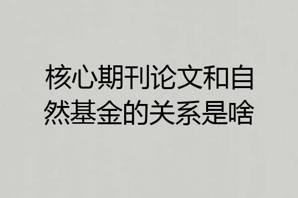 核心期刊论文和自然基金的关系是啥