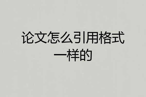 论文怎么引用格式一样的