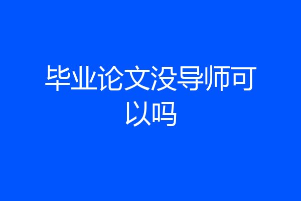 毕业论文没导师可以吗