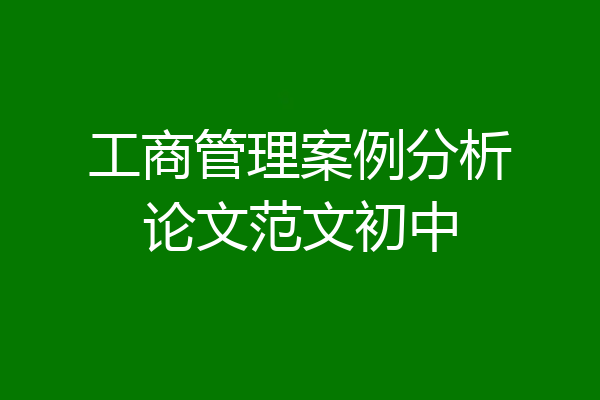 工商管理案例分析论文范文初中