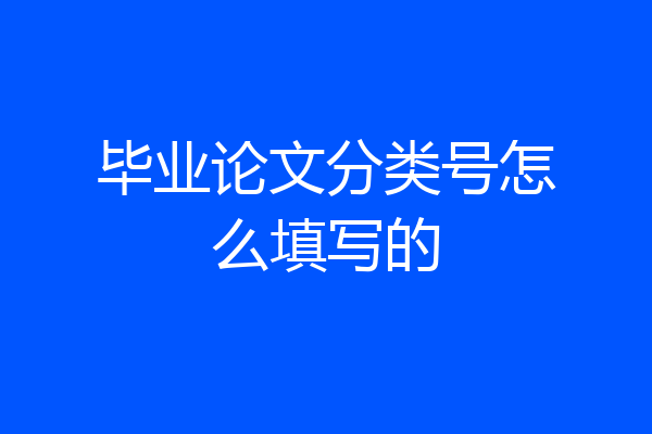 毕业论文分类号怎么填写的