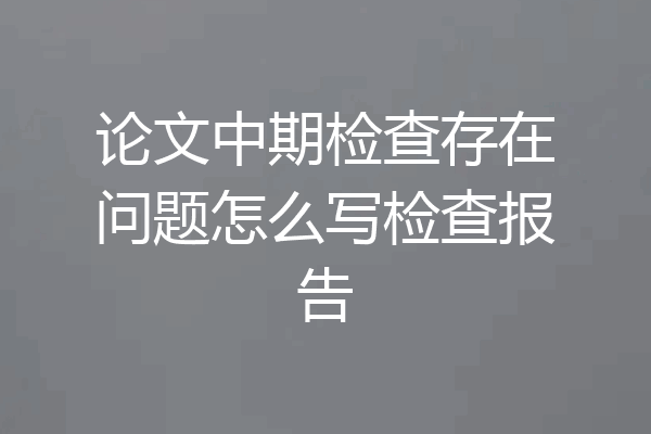 论文中期检查存在问题怎么写检查报告