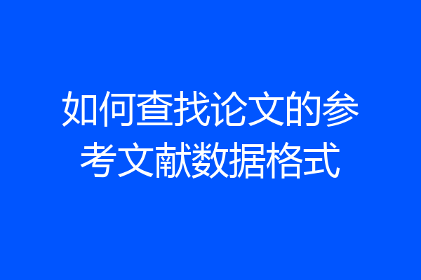 如何查找论文的参考文献数据格式