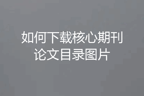 如何下载核心期刊论文目录图片