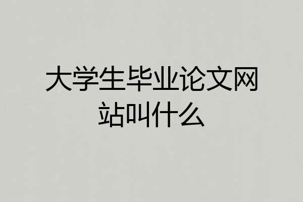 大学生毕业论文网站叫什么