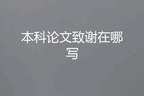 本科论文致谢在哪写
