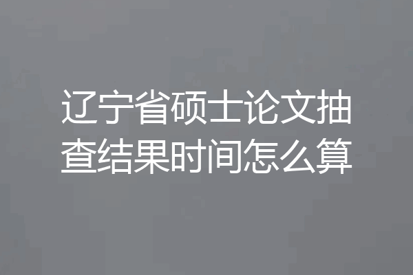 辽宁省硕士论文抽查结果时间怎么算