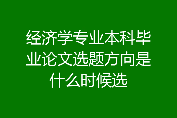 经济学专业本科毕业论文选题方向是什么时候选