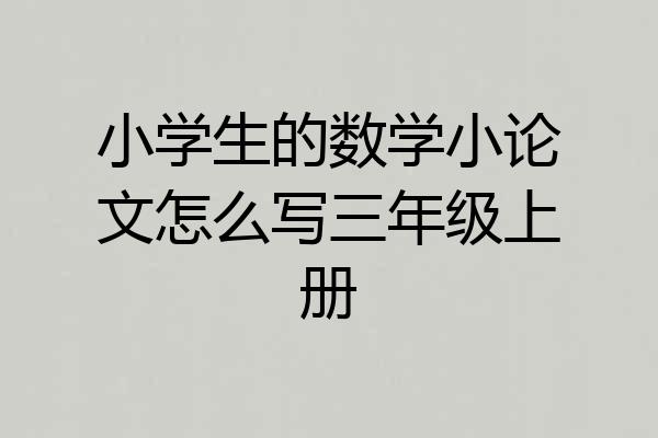 小学生的数学小论文怎么写三年级上册