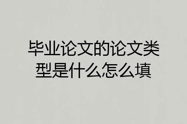 毕业论文的论文类型是什么怎么填