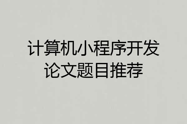 计算机小程序开发论文题目推荐