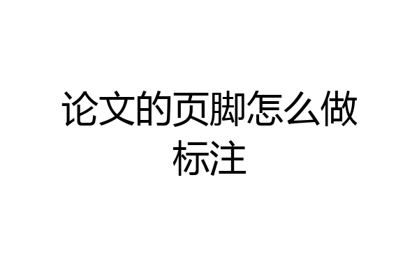 论文的页脚怎么做标注