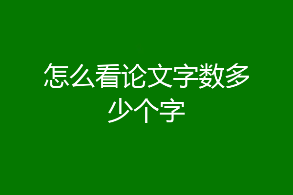 怎么看论文字数多少个字