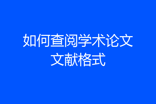 如何查阅学术论文文献格式