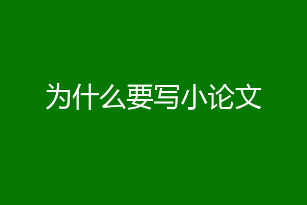 为什么要写小论文