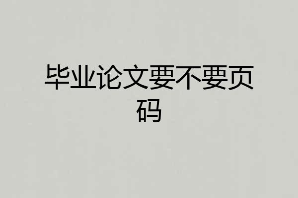毕业论文要不要页码