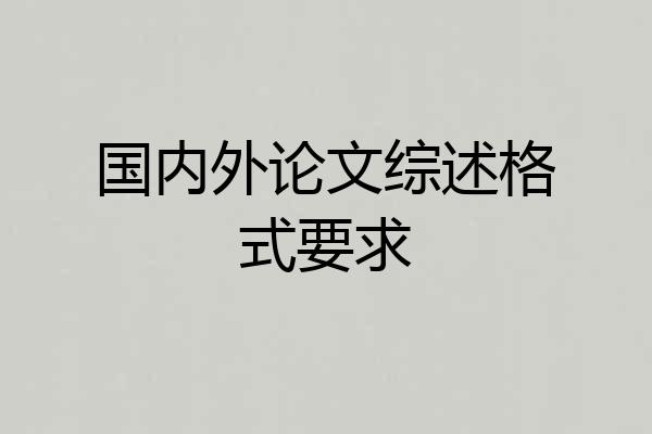 国内外论文综述格式要求