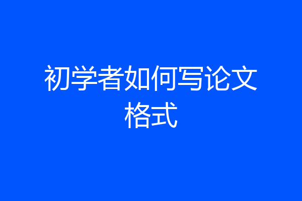 初学者如何写论文格式