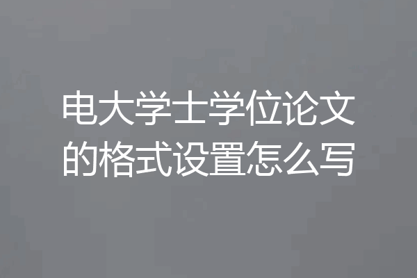 电大学士学位论文的格式设置怎么写