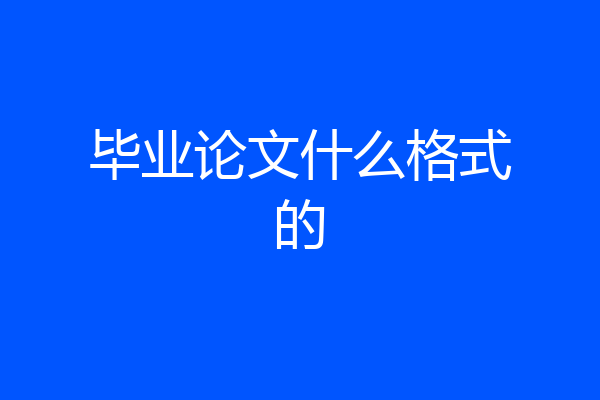 毕业论文什么格式的