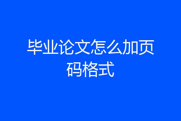 毕业论文怎么加页码格式