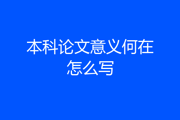 本科论文意义何在怎么写