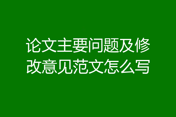 论文主要问题及修改意见范文怎么写