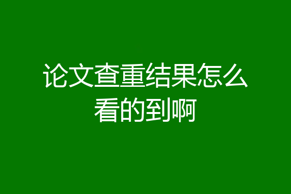 论文查重结果怎么看的到啊