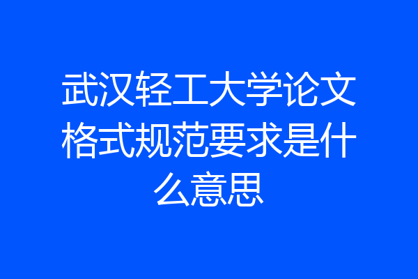 武汉轻工大学论文格式规范要求是什么意思