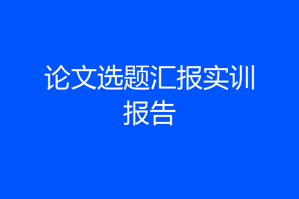 论文选题汇报实训报告