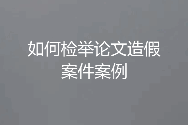 如何检举论文造假案件案例