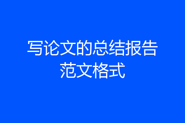 写论文的总结报告范文格式