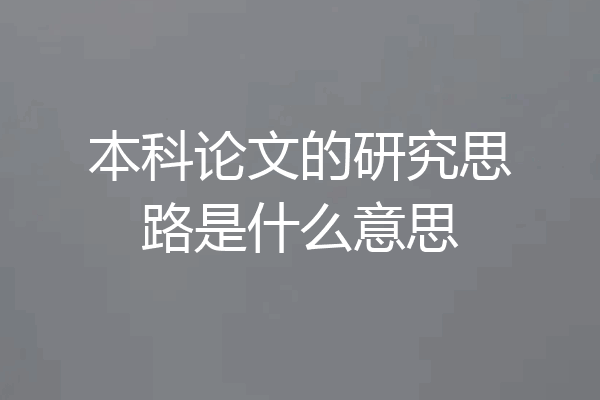 本科论文的研究思路是什么意思